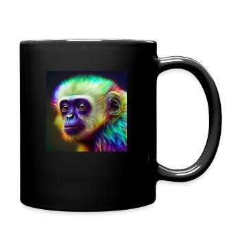 Farbiger Gibbon Affe, einzigartiges Design - Tasse einfarbig - Schwarz - Rechts