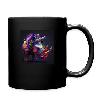 Colored triceratops, unique design - Full Colour Mug - black - Right