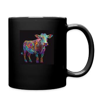 Colored cow, unique design - Full Colour Mug - black - Right
