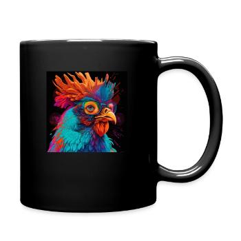 Farbiges Huhn mit Brille EINZIGARTIG - Tasse einfarbig - Schwarz - Rechts
