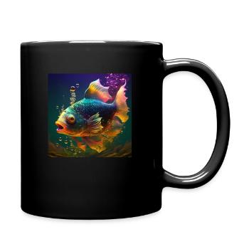 Colorful fish, unique design - Full Colour Mug - black - Right