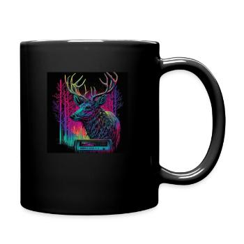 Cerf aux couleurs néon, synthwave / années 80 - Mug uni - noir - Droite
