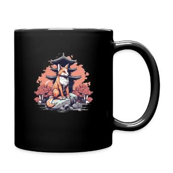 Fox Japan Inari Temple Kami Nippon Shinto - Full Colour Mug - black - Right