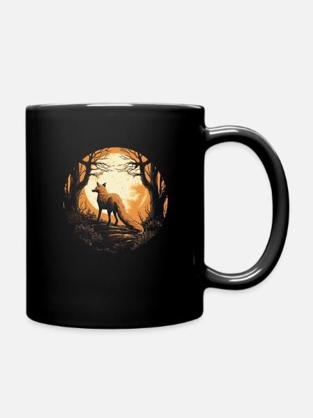 Fox Forest Moon Fable, conte de fées mythique - Mug uni - noir