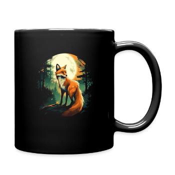 Fox Forest Moon Fable Mythical Fairy Tale - Full Colour Mug - black - Right
