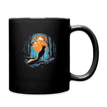 Fox Forest Moon Fable Mythical Fairy Tale - Full Colour Mug - black - Right