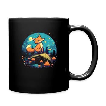Fox Forest Moon Fable Mythical Fairy Tale - Full Colour Mug - black - Right