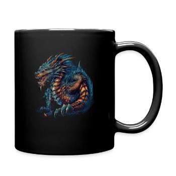 Drache mystisch Lindwurm Monster Ungeheuer Biest - Tasse einfarbig - Schwarz - Rechts