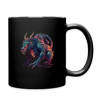 Drache mystisch Lindwurm Monster Ungeheuer Biest - Tasse einfarbig - Schwarz - Rechts