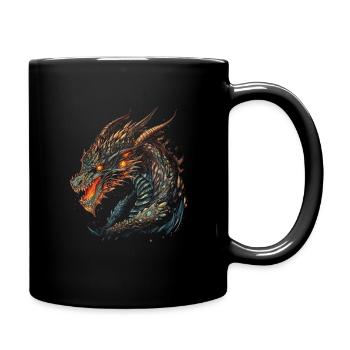 Drache mystisch Lindwurm Monster Ungeheuer Biest - Tasse einfarbig - Schwarz - Rechts