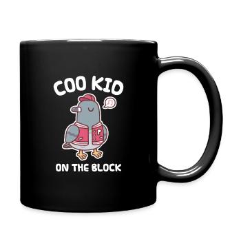 Taube in der College-Jacke Coo Kid Auf Dem Block - Tasse einfarbig - Schwarz - Rechts