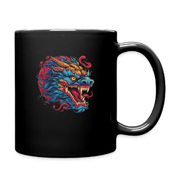 Drache mystisch Lindwurm Monster Ungeheuer Biest - Tasse einfarbig - Schwarz - Rechts