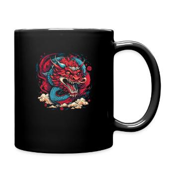 Drache mystisch Lindwurm Monster Ungeheuer Biest - Tasse einfarbig - Schwarz - Rechts