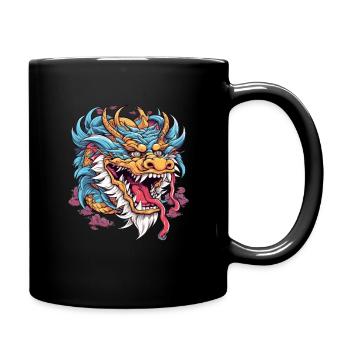 Drache mystisch Lindwurm Monster Ungeheuer Biest - Tasse einfarbig - Schwarz - Rechts
