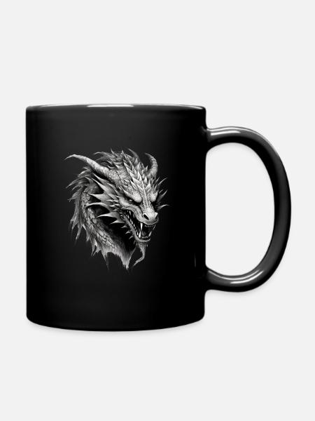 Drache mystisch Lindwurm Monster Ungeheuer Biest - Tasse einfarbig - Schwarz