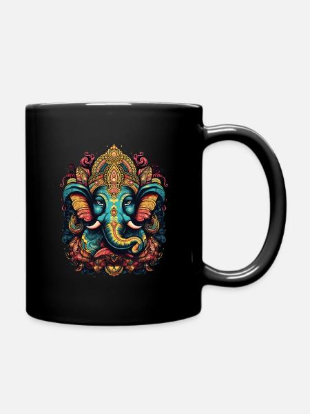 Elephant God Ganesh Ganesha Buddhism Hinduism - Full Colour Mug - black