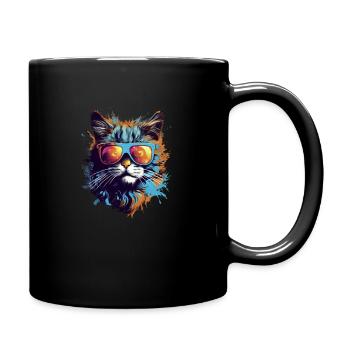 lustige Katze - Tasse einfarbig - Schwarz - Rechts