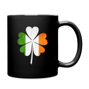 Trèfle irlandais aux couleurs du FLag irlandais - Mug uni - noir - Droite