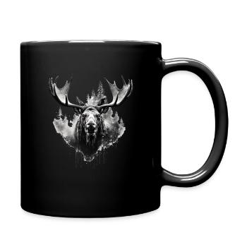 Elk deer nature Scandinavian forest - Full Colour Mug - black - Right