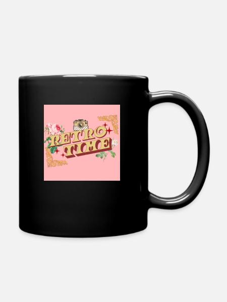 Retro Time T Shirt - Full Colour Mug - black