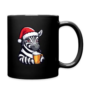 Zebra Weihnachten Bier Lustig - Tasse einfarbig - Schwarz - Rechts