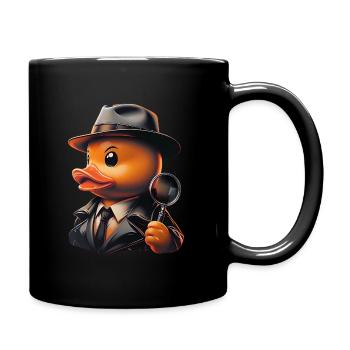 Detective Rubber Duck Illustration cure duck - Full Colour Mug - black - Right