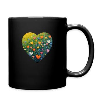 Bunte Herzen - Tasse einfarbig - Schwarz - Rechts