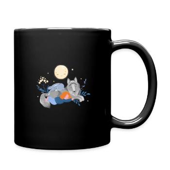 Child slumbers with animals - Full Colour Mug - black - Right