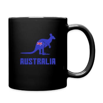 Kangourou avec drapeau australien - Mug uni - noir - Droite