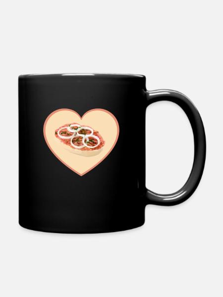 Mettbrötchen Herz Mett Hack Valentinstag Geschenk - Tasse einfarbig - Schwarz