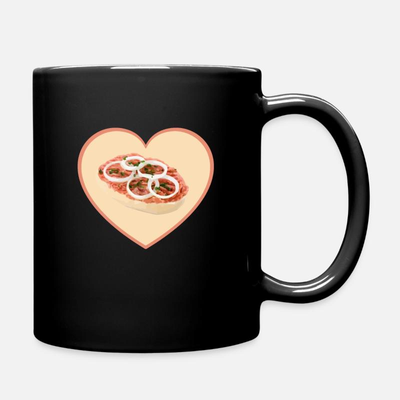 Mettbrötchen Herz Mett Hack Valentinstag Geschenk - Tasse einfarbig - Schwarz