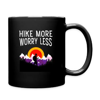 Hike More Worry Less - Mountain Retro Vintage - Full Colour Mug - black - Right