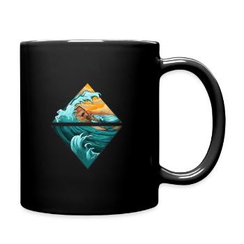 surf summer waves sea vacation gift cool - Full Colour Mug - black - Right