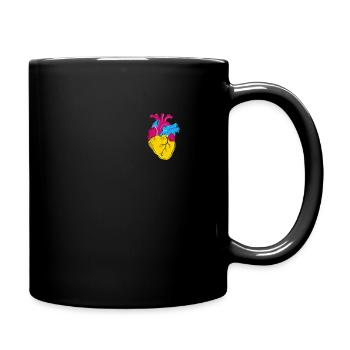 Pan Pride Herz Geschenk Pansexuelle - Tasse einfarbig - Schwarz - Rechts