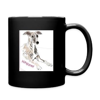 Whippet - Tasse einfarbig - Schwarz - Rechts