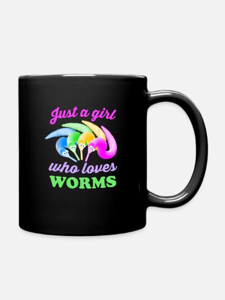 Wurm auf einer Schnur nur ein Mädchen, das Worms liebt - Tasse einfarbig - Schwarz