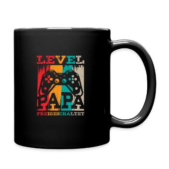 Level Papa Frei Schwangerschaft Ankündigung - Tasse einfarbig - Schwarz - Rechts