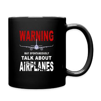 Warning May Start Spontaneously Talk About - Tasse einfarbig - Schwarz - Rechts