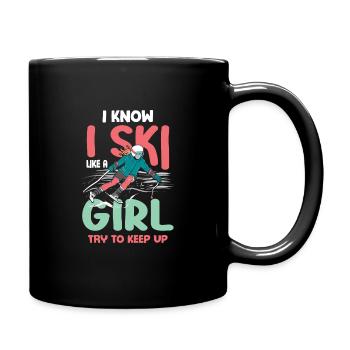 Je sais que je skie comme une fille - Skier Ski - Mug uni - noir - Droite