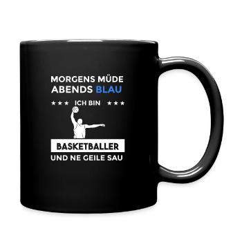 Morgens Müde Abends Blau Basketballer - Tasse einfarbig - Schwarz - Rechts