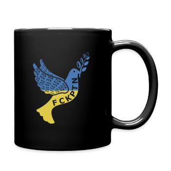 Ukraine fck putin - Friedenstaube - Tasse einfarbig - Schwarz - Rechts