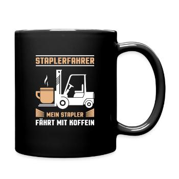 Lagerarbeiter Logistiker Stapler Staplerfahrer - Tasse einfarbig - Schwarz - Rechts