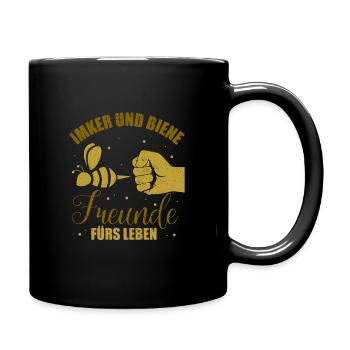 Imker und Biene Freunde fürs Leben - Tasse einfarbig - Schwarz - Rechts