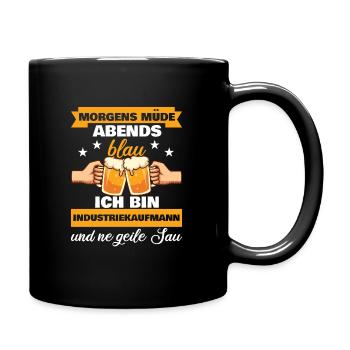 Morgens Müde Abends Blau Industriekaufmann - Tasse einfarbig - Schwarz - Rechts