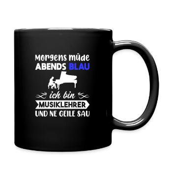 Morgens Müde Abends Blau Musiklehrer - Tasse einfarbig - Schwarz - Rechts