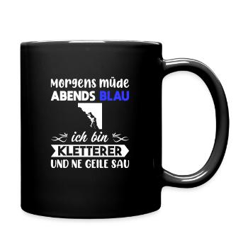 Morgens Müde Abends Blau Kletterer - Tasse einfarbig - Schwarz - Rechts
