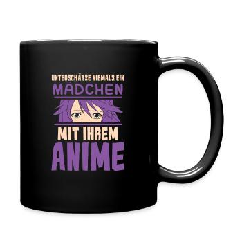 Mädchen mit ihrem Anime - Tasse einfarbig - Schwarz - Rechts
