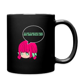 Ich liebe es wenn mein Freund mich Anime - Tasse einfarbig - Schwarz - Rechts