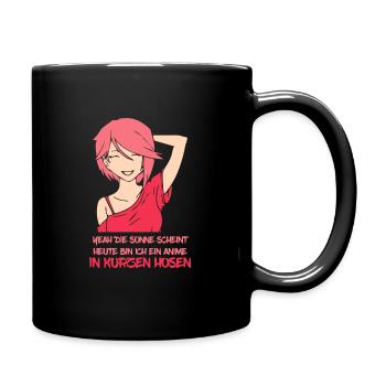 Heute bin ich ein Anime in kurzen Hosen - Tasse einfarbig - Schwarz - Rechts