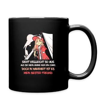 Mein Anime mein bester Freund - Tasse einfarbig - Schwarz - Rechts